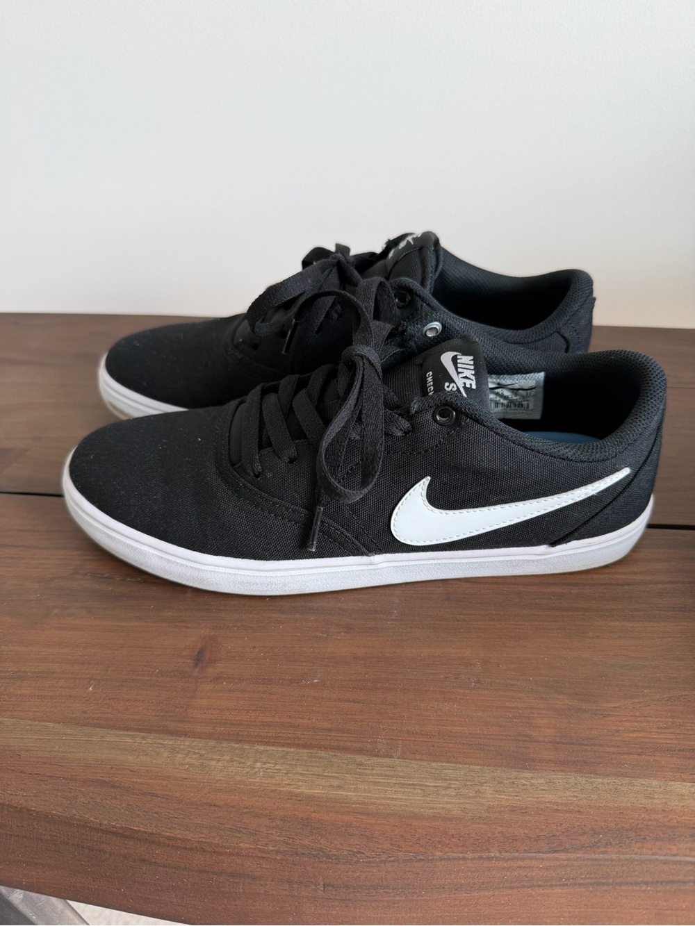 Nike Black Canvas Sneakers with White Swoosh